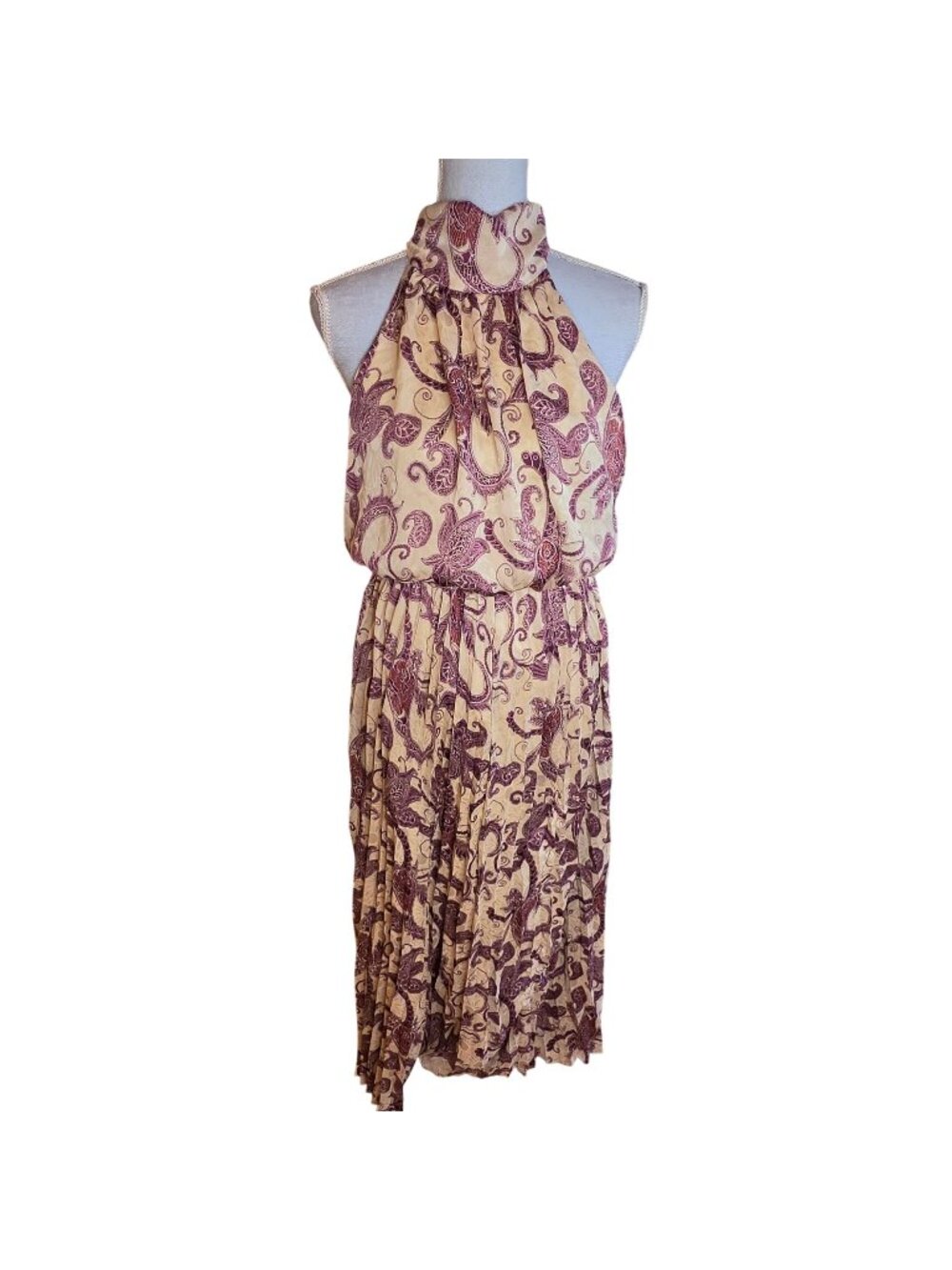 Taylor Halter Maxi Dress Purple Floral Paisley Boho Whimsigoth Flowy Sz 6